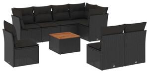VidaXL Polyrattan Kerti Ülőgarnitúra - 9 részes - Fekete