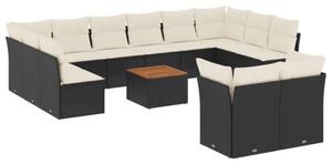 VidaXL Polyrattan Kerti Ülőgarnitúra - 13 részes - Fekete