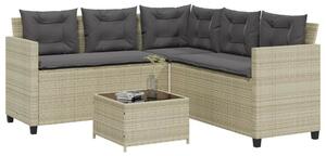 VidaXL L-alakú szürke polyrattan kerti kanapé asztallal és párnákkal