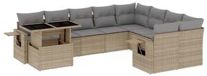 VidaXL Polyrattan Kerti Ülőgarnitúra - 10 részes - Bézs