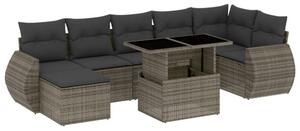 Polyrattan Kerti Ülőgarnitúra - 8 részes - Szürke