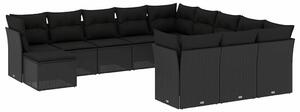 VidaXL Polyrattan Kerti Ülőgarnitúra - 12 részes - Fekete