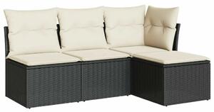 VidaXL Polyrattan Kerti Ülőgarnitúra - 4 részes - Fekete