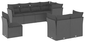 VidaXL Polyrattan Kerti Ülőgarnitúra - 8 részes - Fekete