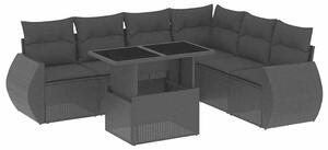 Polyrattan Kerti Ülőgarnitúra - 7 részes - Fekete