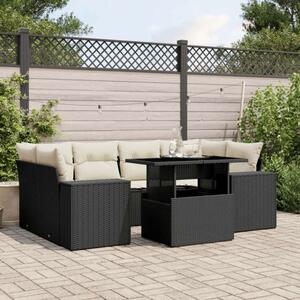 VidaXL Polyrattan Kerti Ülőgarnitúra - 7 részes - Fekete