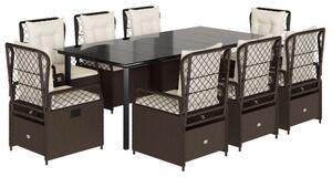 VidaXL Kerti Étkezőgarnitúra - Polyrattan - 9 részes