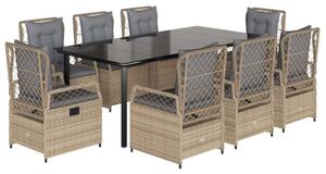 VidaXL Polyrattan Kerti Étkezőgarnitúra - 9 részes - Bézs