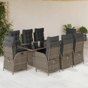 VidaXL Polyrattan Kerti Étkezőgarnitúra - 9 részes - Szürke