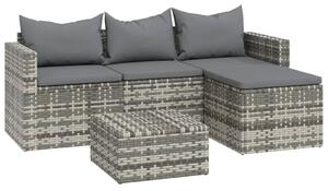 Polyrattan Kerti Ülőgarnitúra - 3 részes - Szürke