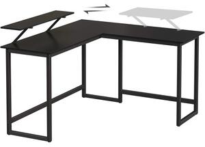 L-alakú számítógép asztal 140x130x76/91,5 cm - fekete