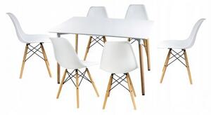 Skandináv stílusú téglalap alakú étkező asztal - fehér