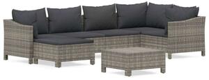 VidaXL 7 részes szürke polyrattan kerti ülőgarnitúra párnákkal