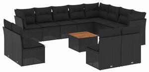 VidaXL Polyrattan Kerti Ülőgarnitúra - 13 részes - Fekete