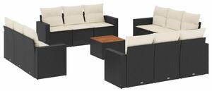 VidaXL Polyrattan Kerti Ülőgarnitúra - 13 részes - Fekete