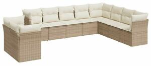 VidaXL Polyrattan Kerti Ülőgarnitúra - Bézs - 10 részes