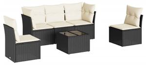 Polyrattan Kerti Ülőgarnitúra - 6 részes - Fekete
