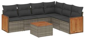 VidaXL Polyrattan Kerti Ülőgarnitúra - 7 részes - Szürke
