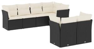 VidaXL Polyrattan Kerti Ülőgarnitúra - 7 részes - Fekete