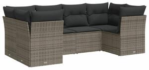 VidaXL Polyrattan Kerti Ülőgarnitúra - 6 részes - Szürke