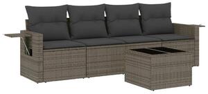 VidaXL Polyrattan Kerti Ülőgarnitúra - 5 részes - Szürke