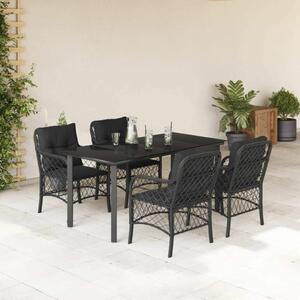 VidaXL Polyrattan Kerti Étkezőgarnitúra - 5 részes - Fekete
