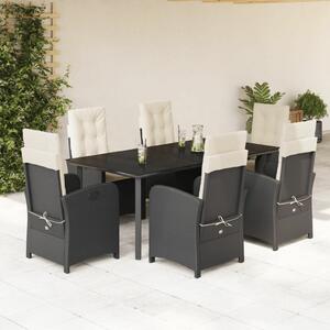 VidaXL Polyrattan Kerti Étkezőgarnitúra - 7 részes - Fekete