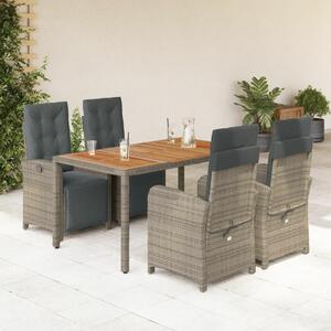 VidaXL Polyrattan Kerti Étkezőgarnitúra - 5 részes - Szürke