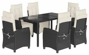 VidaXL Polyrattan Kerti Étkezőgarnitúra - 7 részes - Fekete
