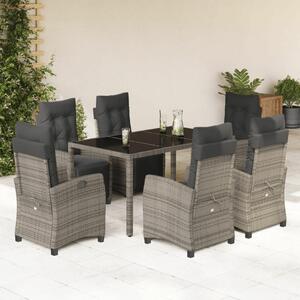 VidaXL Polyrattan Kerti Étkezőgarnitúra - 7 részes - Szürke