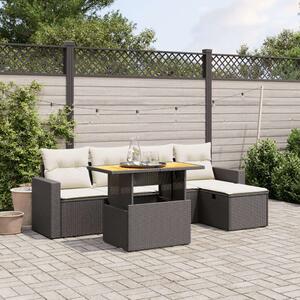 VidaXL Polyrattan Kerti Ülőgarnitúra - 6 részes - Fekete