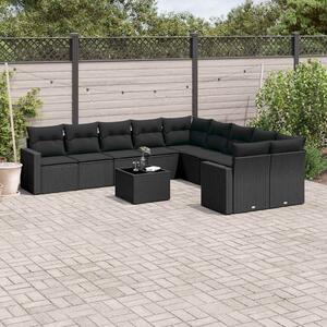 VidaXL Polyrattan Kerti Ülőgarnitúra - 11 részes - Fekete