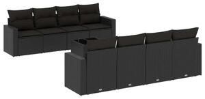 VidaXL Polyrattan Kerti Ülőgarnitúra - 9 részes - Fekete