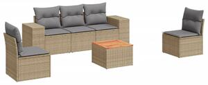 VidaXL Polyrattan Kerti Ülőgarnitúra - 6 részes, Bézs