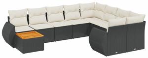 VidaXL Polyrattan Kerti Ülőgarnitúra - 10 részes - Fekete