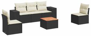 VidaXL Polyrattan Kerti Ülőgarnitúra - 6 részes - Fekete