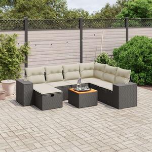 VidaXL Polyrattan Kerti Ülőgarnitúra - 8 részes - Fekete