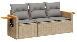 VidaXL 3 részes Kerti Ülőgarnitúra - Bézs Polyrattan