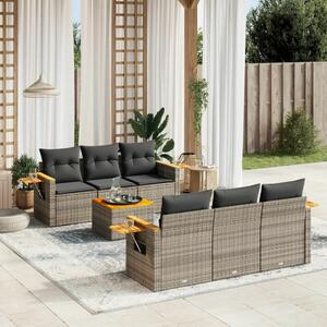 VidaXL 7 részes szürke polyrattan kerti ülőgarnitúra párnákkal