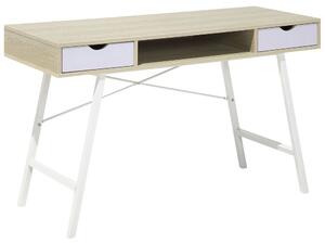 Világos Fa és Fehér Íróasztal 120 x 48 cm CLARITA