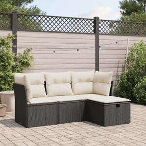 VidaXL Polyrattan Kerti Ülőgarnitúra - 4 részes - Fekete