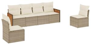 VidaXL Polyrattan Kerti Ülőgarnitúra - 6 részes, Bézs