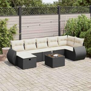 VidaXL Polyrattan Kerti Ülőgarnitúra - 8 részes - Fekete