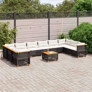 VidaXL Polyrattan Kerti Ülőgarnitúra - 11 részes - Fekete