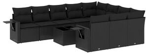 VidaXL Polyrattan Kerti Ülőgarnitúra - 11 részes - Fekete
