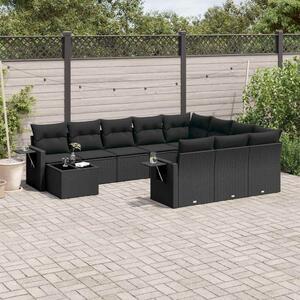 VidaXL Polyrattan Kerti Ülőgarnitúra - 11 részes - Fekete