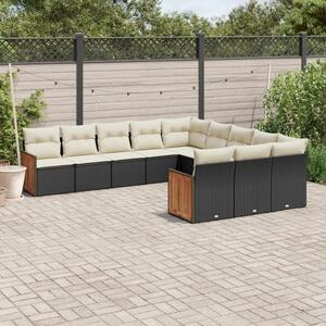VidaXL Polyrattan Kerti Ülőgarnitúra - 11 részes - Fekete