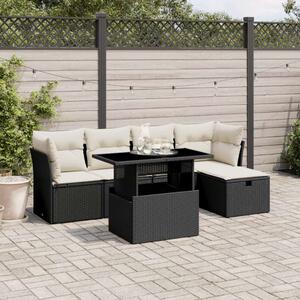 VidaXL Polyrattan Kerti Ülőgarnitúra - 6 részes - Fekete