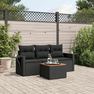 VidaXL Polyrattan Kerti Ülőgarnitúra - 4 részes - Fekete