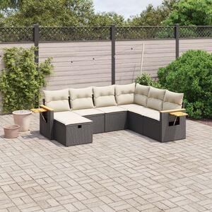VidaXL Polyrattan Kerti Ülőgarnitúra - 7 részes - Fekete
